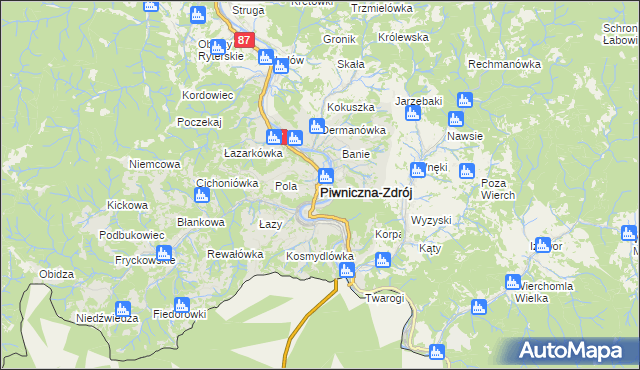 mapa Piwniczna-Zdrój, Piwniczna-Zdrój na mapie Targeo