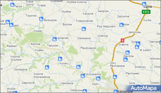 mapa Płaczkowice, Płaczkowice na mapie Targeo