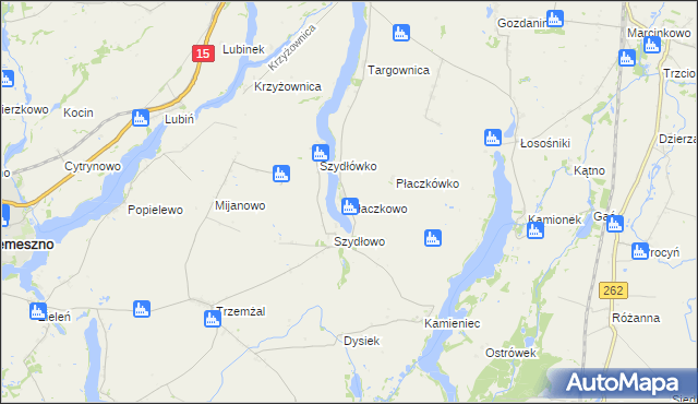 mapa Płaczkowo gmina Trzemeszno, Płaczkowo gmina Trzemeszno na mapie Targeo