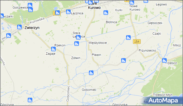 mapa Pławin gmina Stare Kurowo, Pławin gmina Stare Kurowo na mapie Targeo