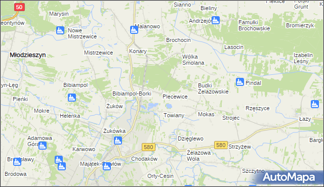 mapa Plecewice, Plecewice na mapie Targeo