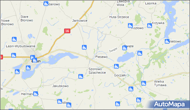 mapa Plesewo, Plesewo na mapie Targeo