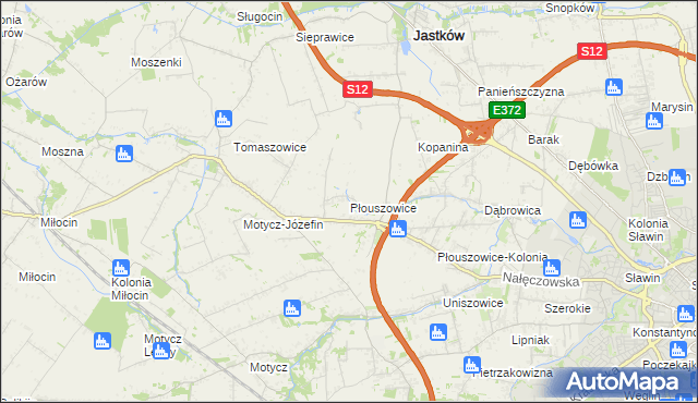 mapa Płouszowice, Płouszowice na mapie Targeo