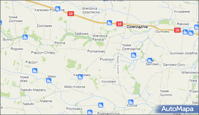 mapa Pluskocin gmina Dzierzążnia, Pluskocin gmina Dzierzążnia na mapie Targeo