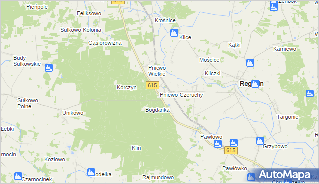 mapa Pniewo-Czeruchy, Pniewo-Czeruchy na mapie Targeo