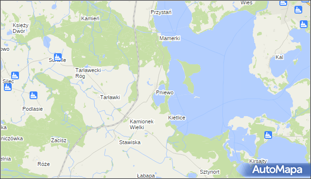 mapa Pniewo gmina Węgorzewo, Pniewo gmina Węgorzewo na mapie Targeo