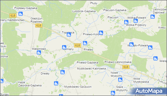 mapa Pniewo gmina Zatory, Pniewo gmina Zatory na mapie Targeo