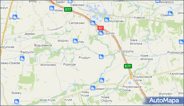 mapa Poczernin gmina Płońsk, Poczernin gmina Płońsk na mapie Targeo