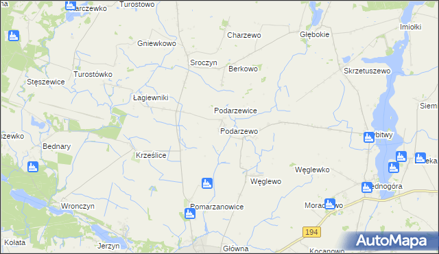 mapa Podarzewo, Podarzewo na mapie Targeo