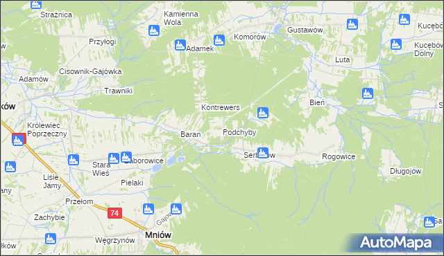 mapa Podchyby, Podchyby na mapie Targeo