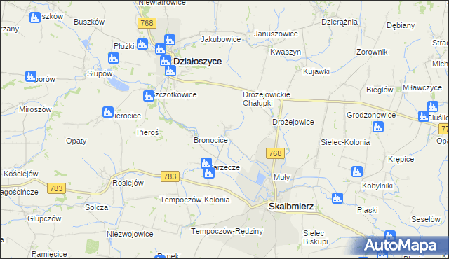 mapa Podgaje gmina Skalbmierz, Podgaje gmina Skalbmierz na mapie Targeo