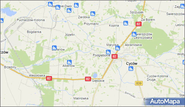 mapa Podgłębokie, Podgłębokie na mapie Targeo