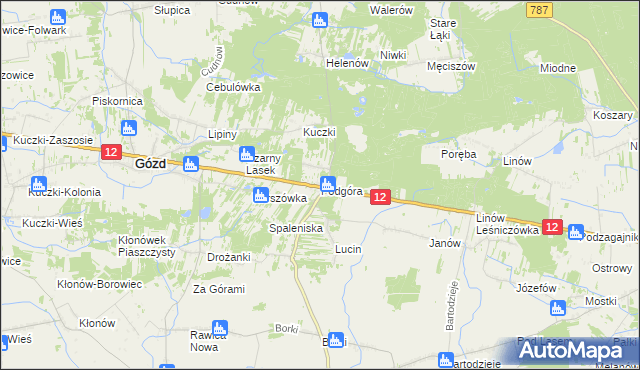 mapa Podgóra gmina Gózd, Podgóra gmina Gózd na mapie Targeo
