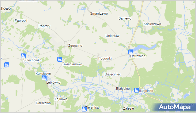 mapa Podgórki gmina Malechowo, Podgórki gmina Malechowo na mapie Targeo