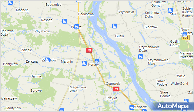 mapa Podgórzyce gmina Warka, Podgórzyce gmina Warka na mapie Targeo
