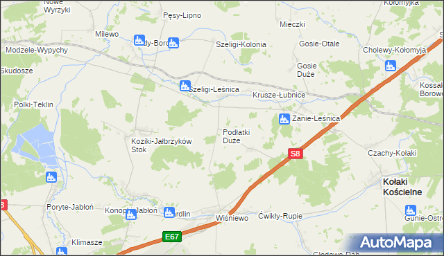 mapa Podłatki Duże, Podłatki Duże na mapie Targeo