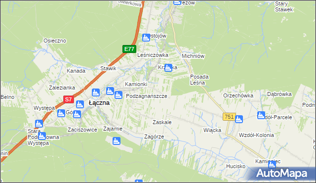 mapa Podłazie gmina Łączna, Podłazie gmina Łączna na mapie Targeo