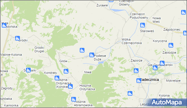 mapa Podlesie Duże gmina Radecznica, Podlesie Duże gmina Radecznica na mapie Targeo