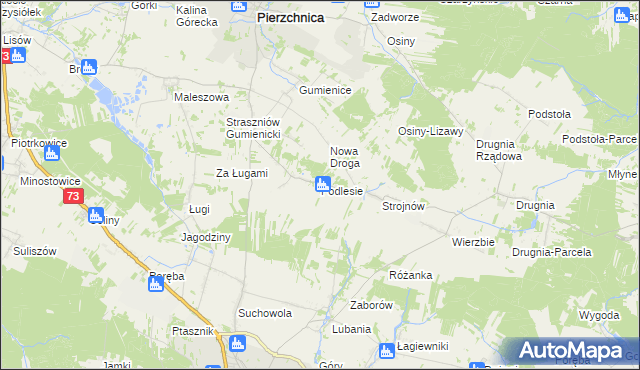 mapa Podlesie gmina Pierzchnica, Podlesie gmina Pierzchnica na mapie Targeo