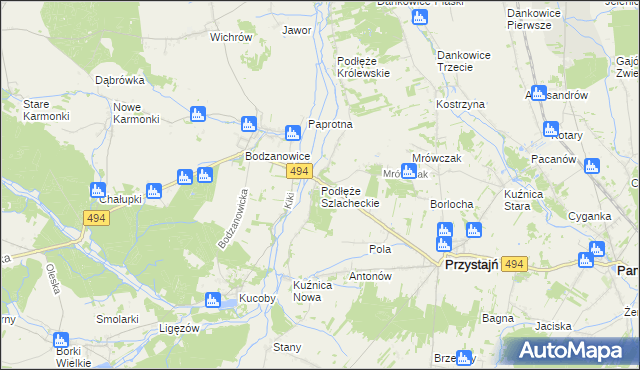 mapa Podłęże Szlacheckie, Podłęże Szlacheckie na mapie Targeo