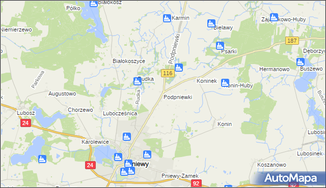 mapa Podpniewki, Podpniewki na mapie Targeo