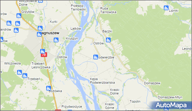 mapa Podwierzbie gmina Maciejowice, Podwierzbie gmina Maciejowice na mapie Targeo