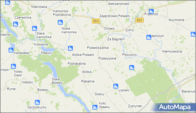mapa Podwysokie gmina Raczki, Podwysokie gmina Raczki na mapie Targeo