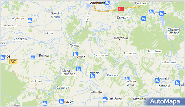 mapa Pogroszyn, Pogroszyn na mapie Targeo