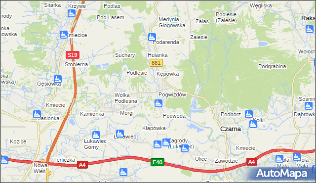 mapa Pogwizdów gmina Czarna, Pogwizdów gmina Czarna na mapie Targeo