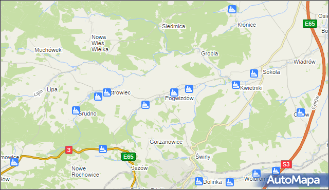 mapa Pogwizdów gmina Paszowice, Pogwizdów gmina Paszowice na mapie Targeo