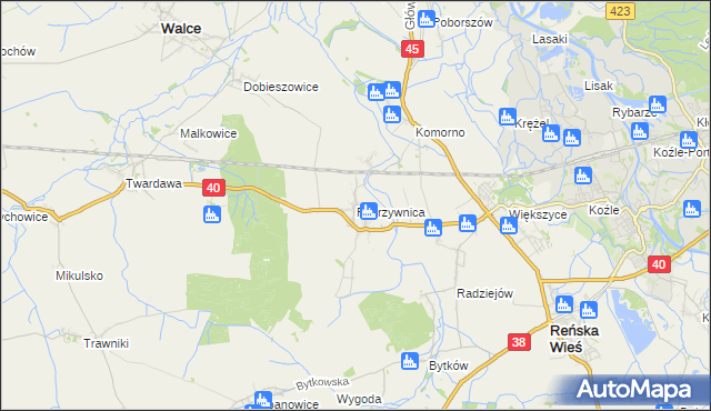 mapa Pokrzywnica gmina Reńska Wieś, Pokrzywnica gmina Reńska Wieś na mapie Targeo