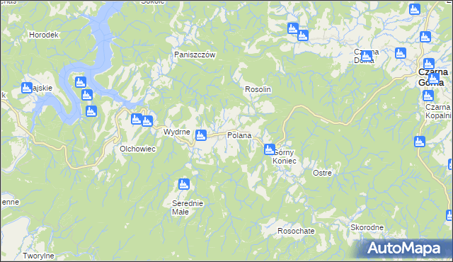 mapa Polana gmina Czarna, Polana gmina Czarna na mapie Targeo