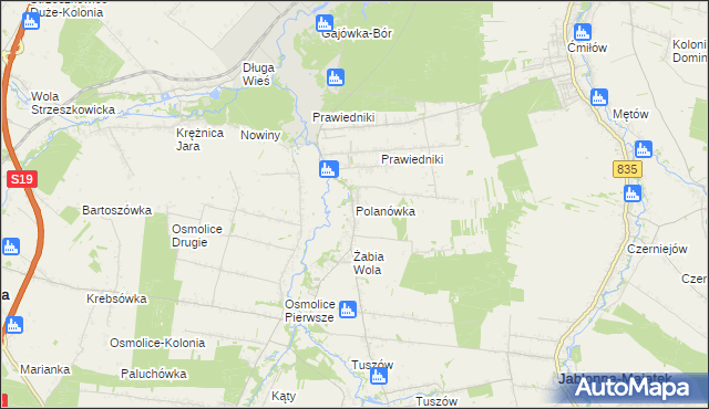 mapa Polanówka gmina Strzyżewice, Polanówka gmina Strzyżewice na mapie Targeo
