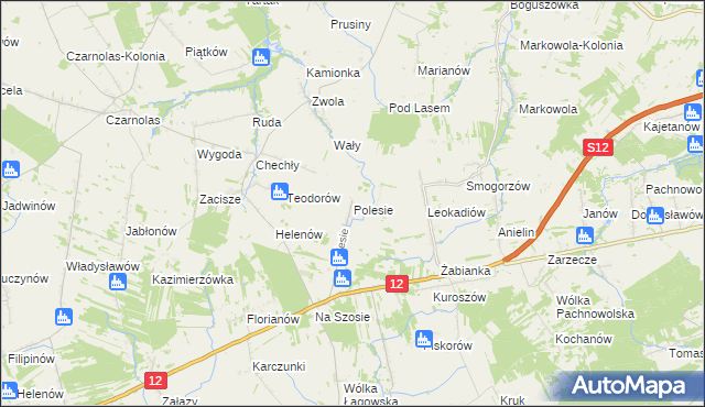 mapa Polesie gmina Puławy, Polesie gmina Puławy na mapie Targeo