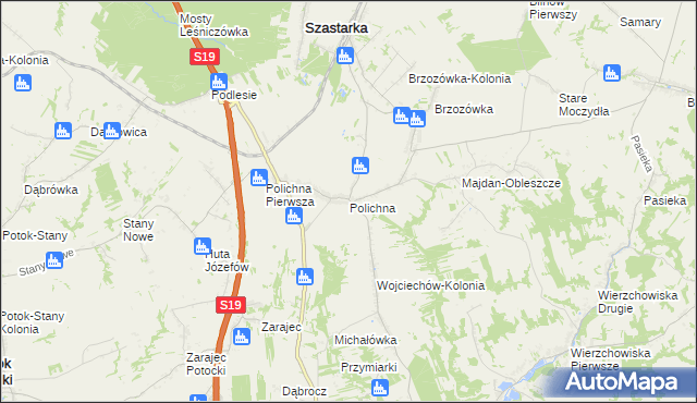 mapa Polichna, Polichna na mapie Targeo