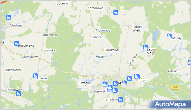 mapa Policko gmina Resko, Policko gmina Resko na mapie Targeo