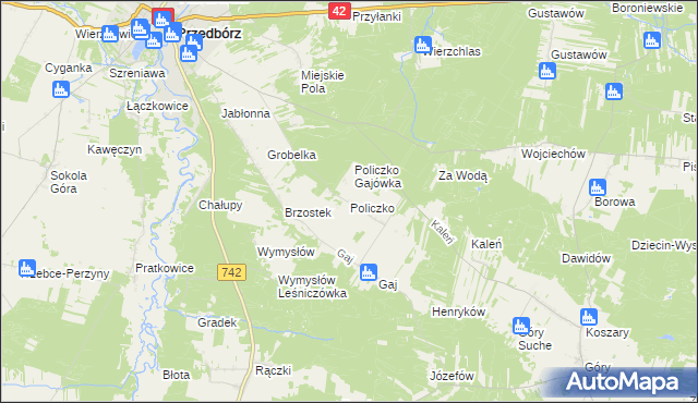 mapa Policzko, Policzko na mapie Targeo