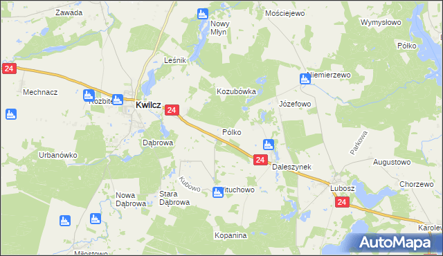 mapa Pólko gmina Kwilcz, Pólko gmina Kwilcz na mapie Targeo