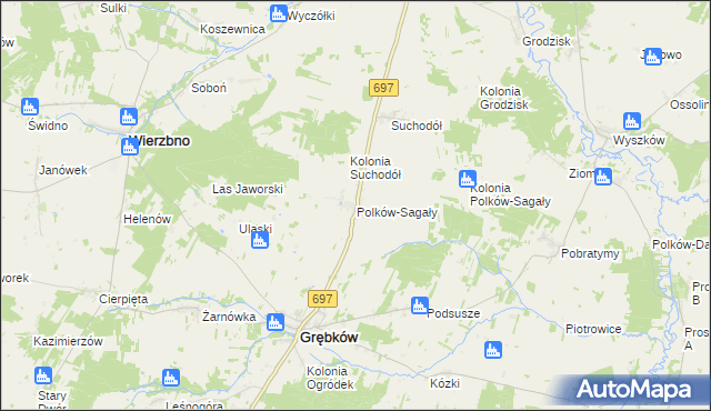 mapa Polków-Sagały, Polków-Sagały na mapie Targeo