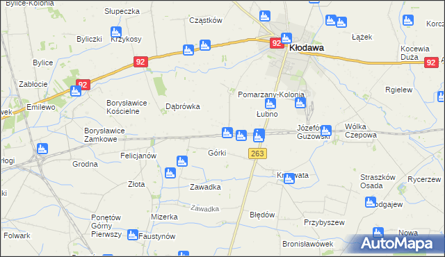 mapa Pomarzany Fabryczne, Pomarzany Fabryczne na mapie Targeo
