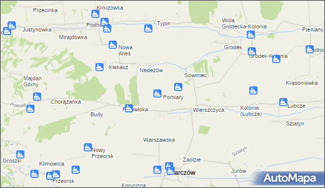 mapa Pomiary gmina Jarczów, Pomiary gmina Jarczów na mapie Targeo
