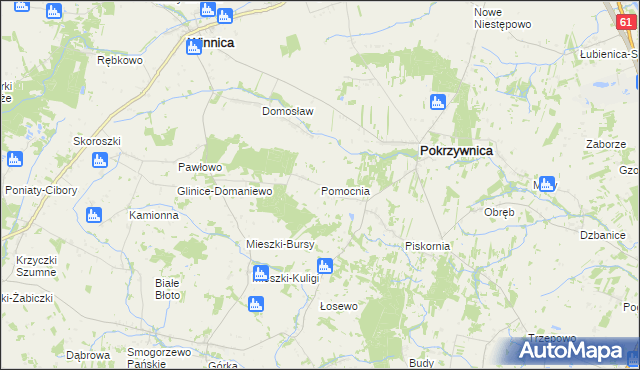 mapa Pomocnia gmina Pokrzywnica, Pomocnia gmina Pokrzywnica na mapie Targeo