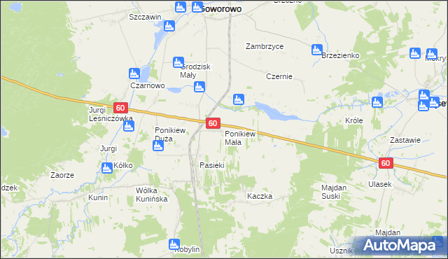 mapa Ponikiew Mała, Ponikiew Mała na mapie Targeo