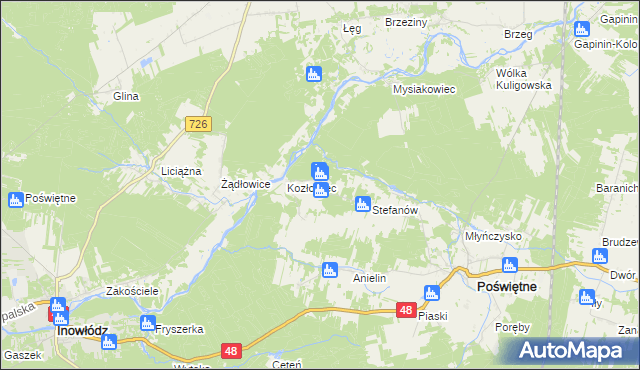 mapa Ponikła gmina Poświętne, Ponikła gmina Poświętne na mapie Targeo