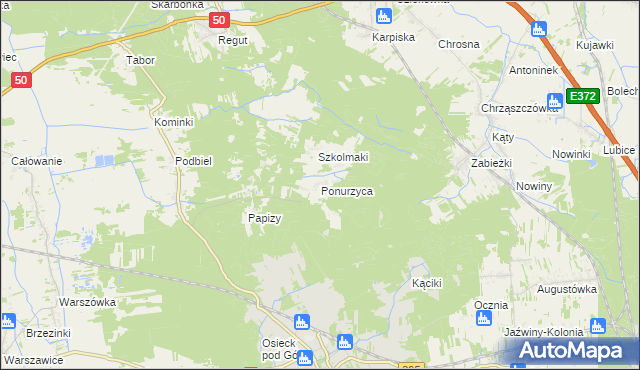 mapa Ponurzyca, Ponurzyca na mapie Targeo