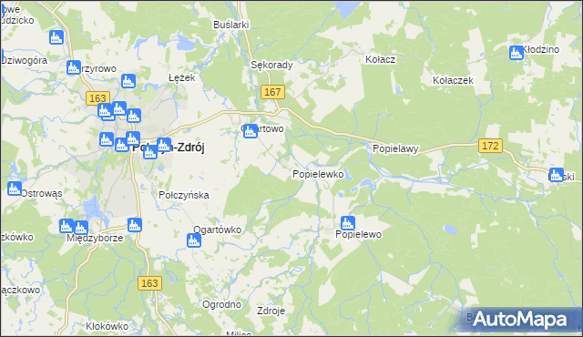 mapa Popielewko, Popielewko na mapie Targeo