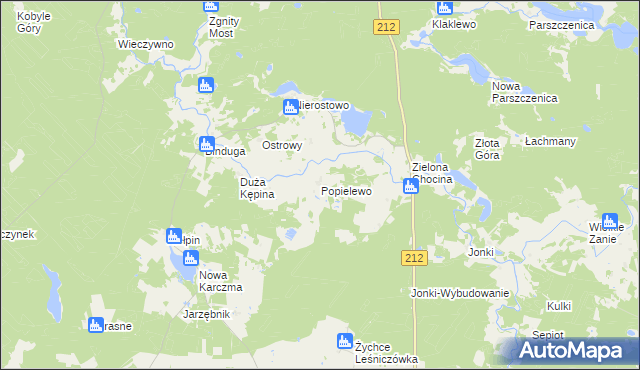 mapa Popielewo gmina Konarzyny, Popielewo gmina Konarzyny na mapie Targeo