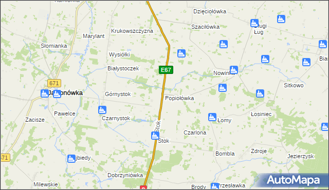 mapa Popiołówka, Popiołówka na mapie Targeo