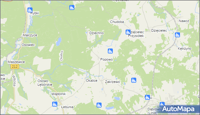 mapa Popowo gmina Cewice, Popowo gmina Cewice na mapie Targeo