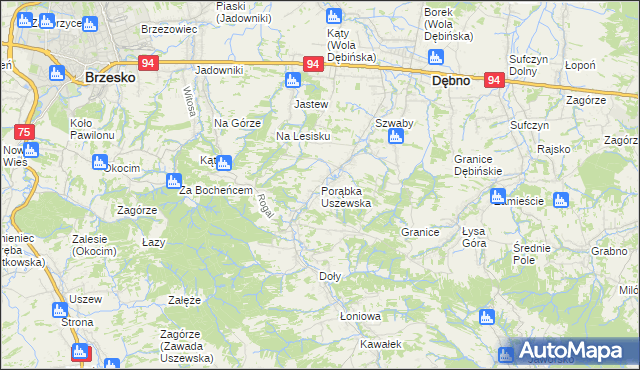 mapa Porąbka Uszewska, Porąbka Uszewska na mapie Targeo